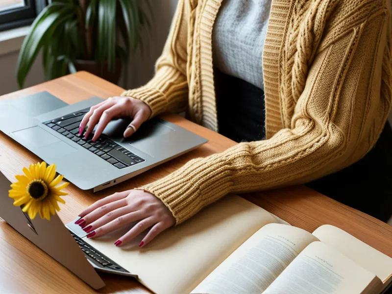 Manos revisando fichas digitales de plantas junto a un libro de botánica abierto